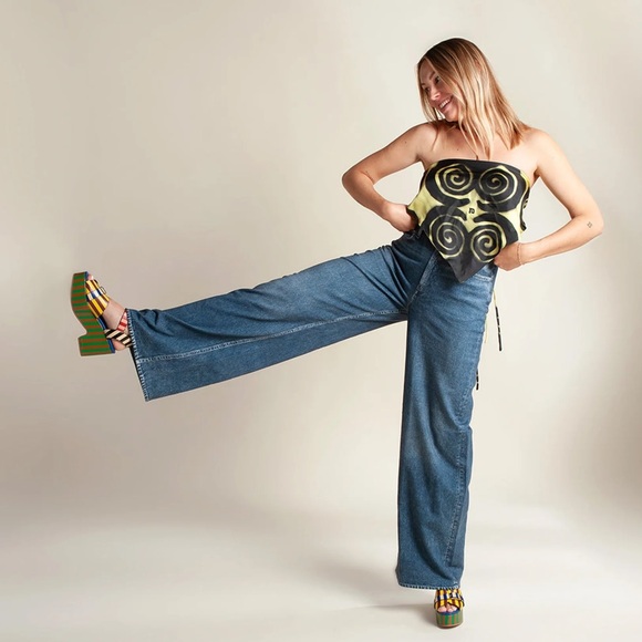 New! CHARLOTTE STONE Raf Chunky Platform Sandals in Stripe Multi - Picture 6 of 16